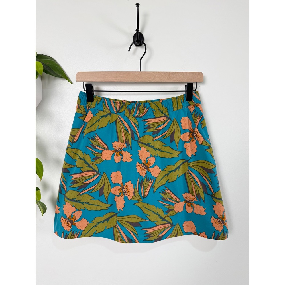 Toad&Co Womens Sunkissed Weekend Skort Teal Floral Tropical Recycled Athletic XS